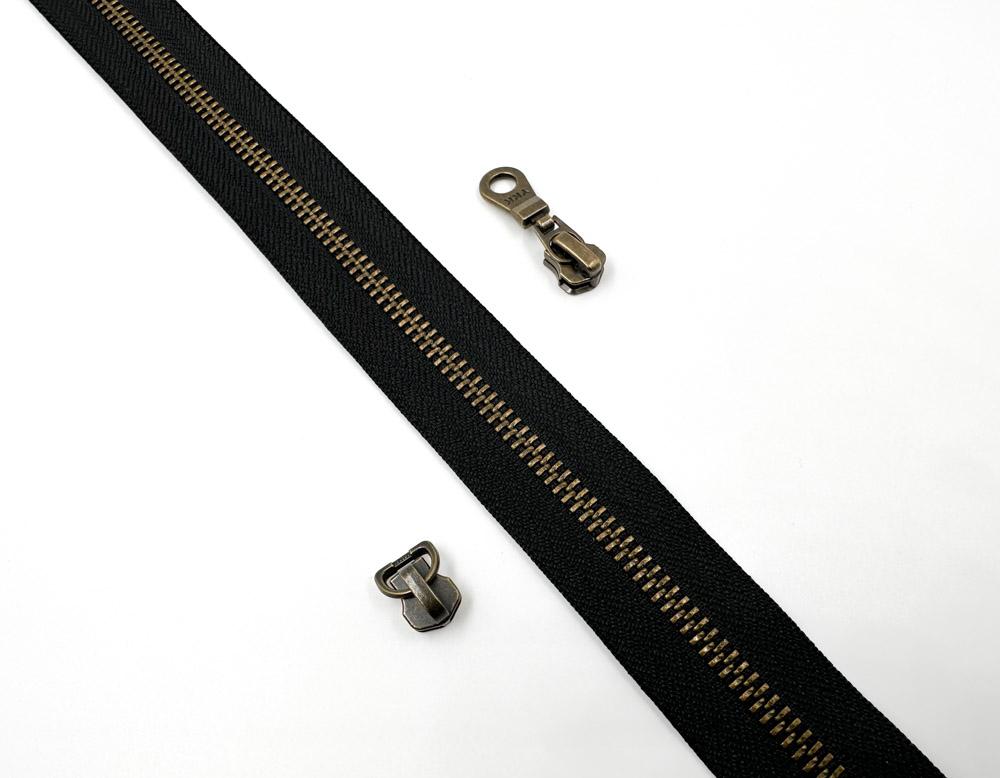 Молния рулонная YKK T5 (черная/антик)